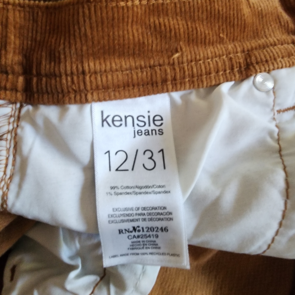 Kensie Tan Corduroy Jeans Wide Leg